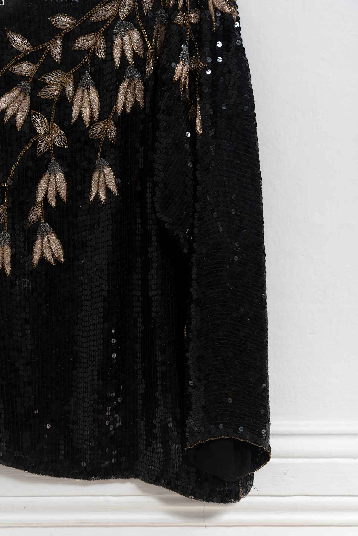 Blusa negra lentejuelas - Pure Silk - Talla L