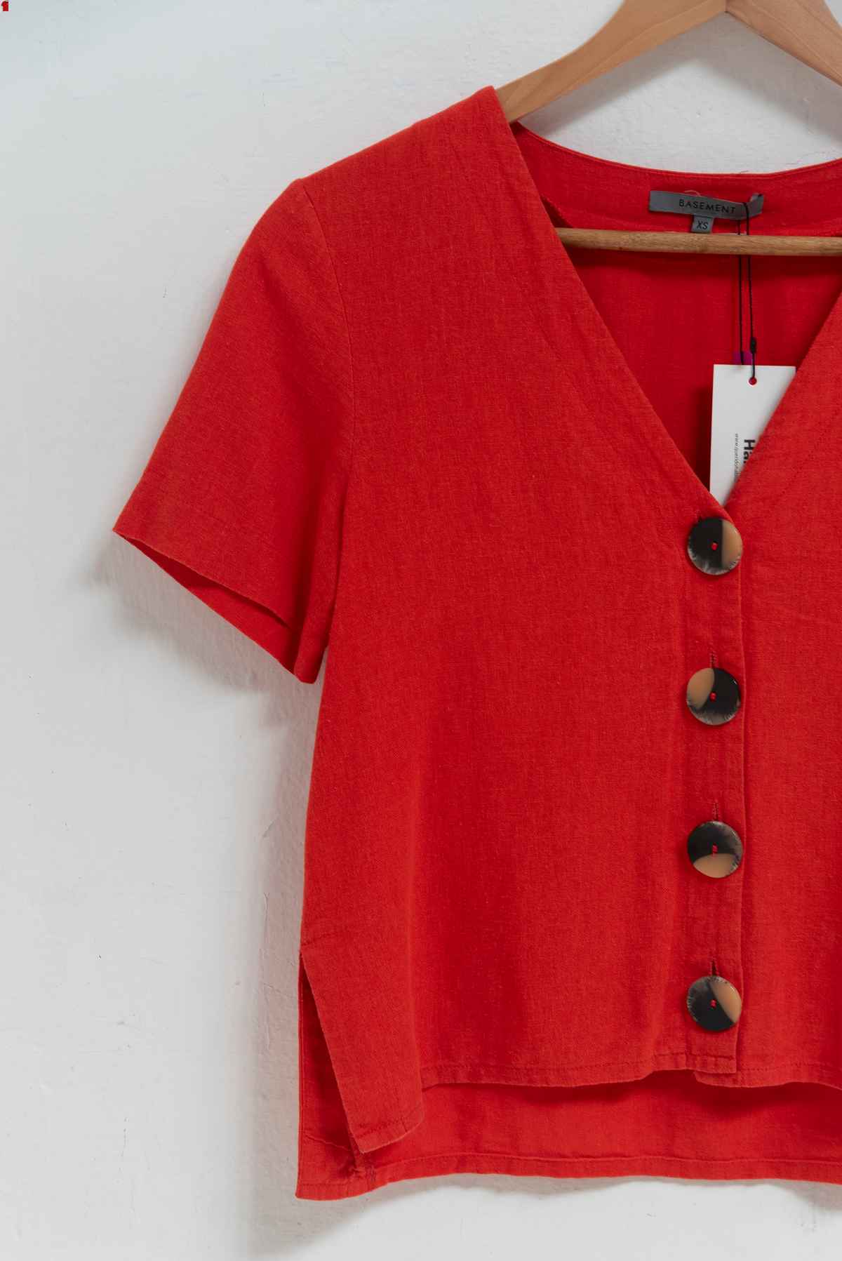 Top rojo botones - Basement - Talla S