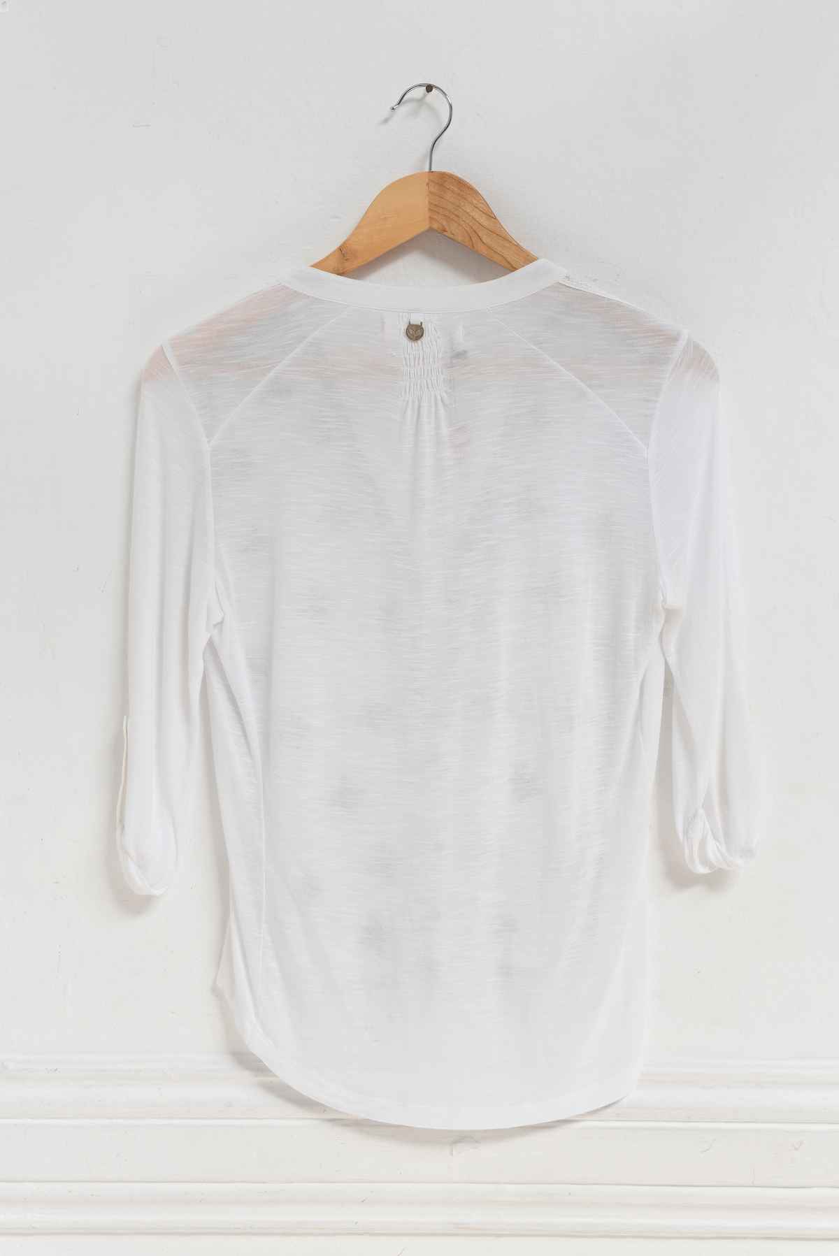 Blusa blanca con flores plateadas - Rapsodia - Talla S