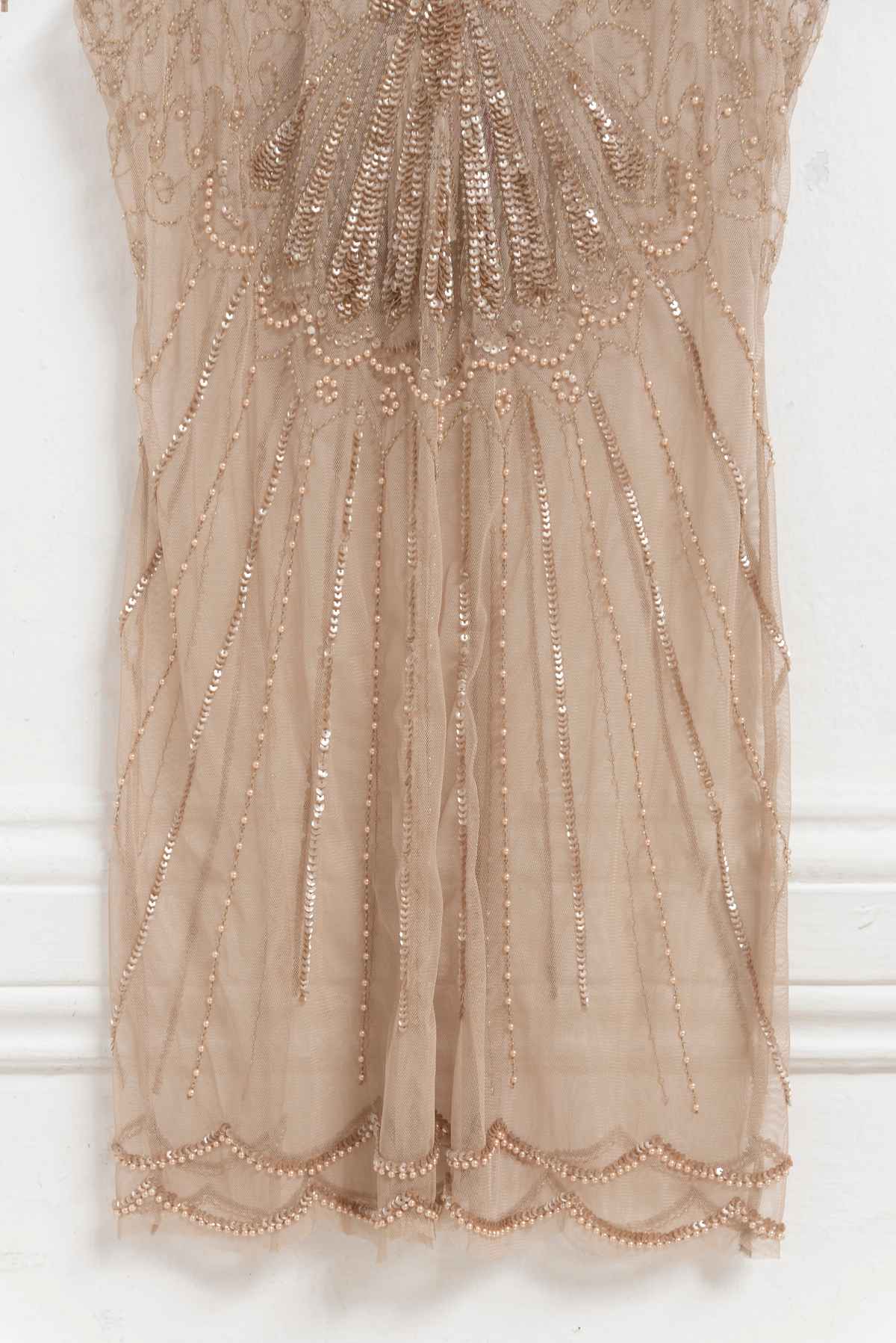 Vestido beige pedrería - ETC - Talla S