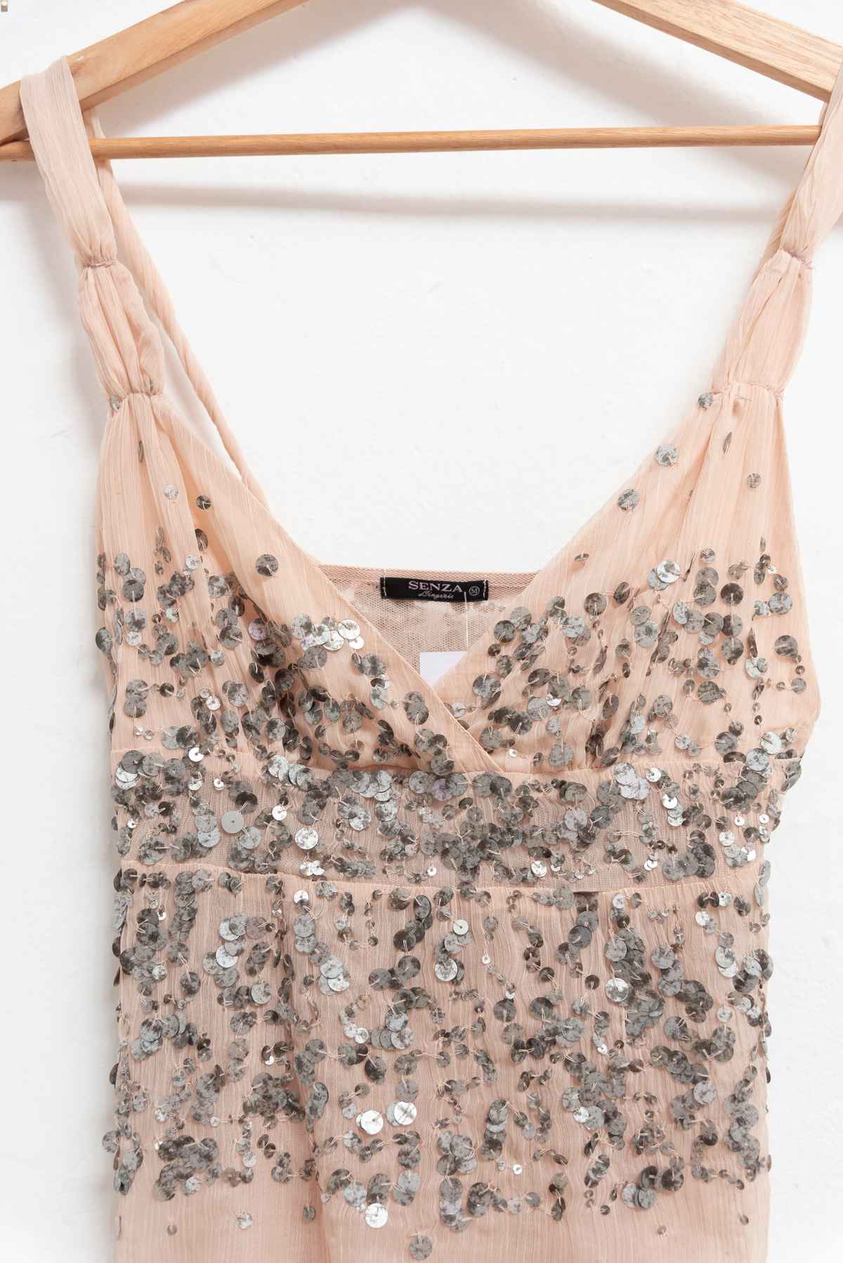 Top rosado aplicaciones plateadas - Talla M