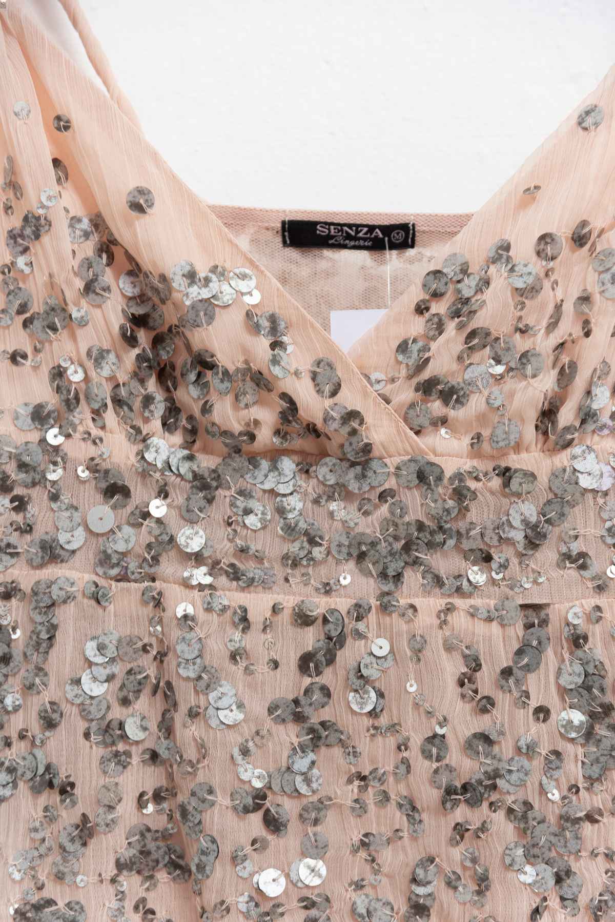 Top rosado aplicaciones plateadas - Talla M