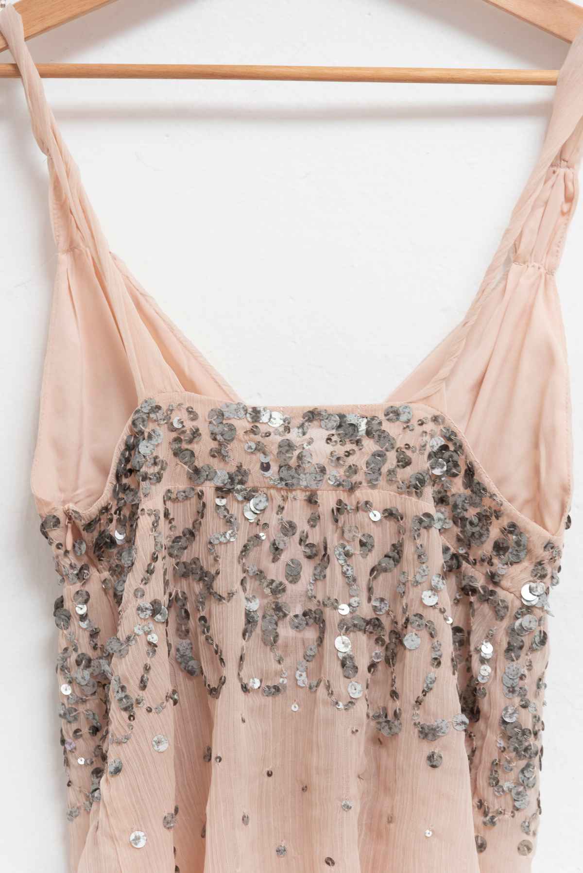 Top rosado aplicaciones plateadas - Talla M
