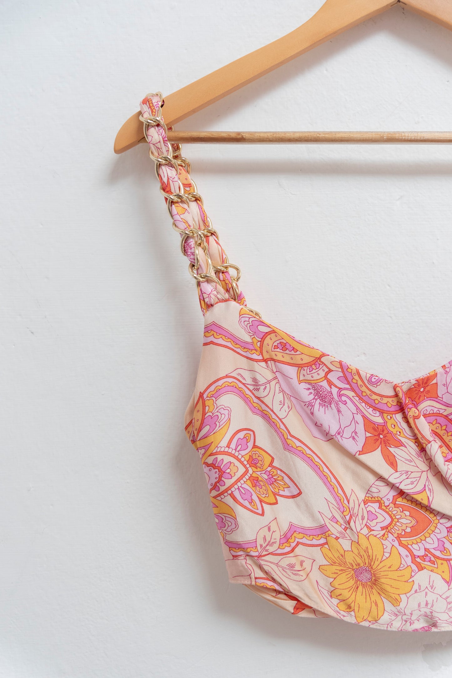 Top estampado con tiras de cadena - Zara - Talla S