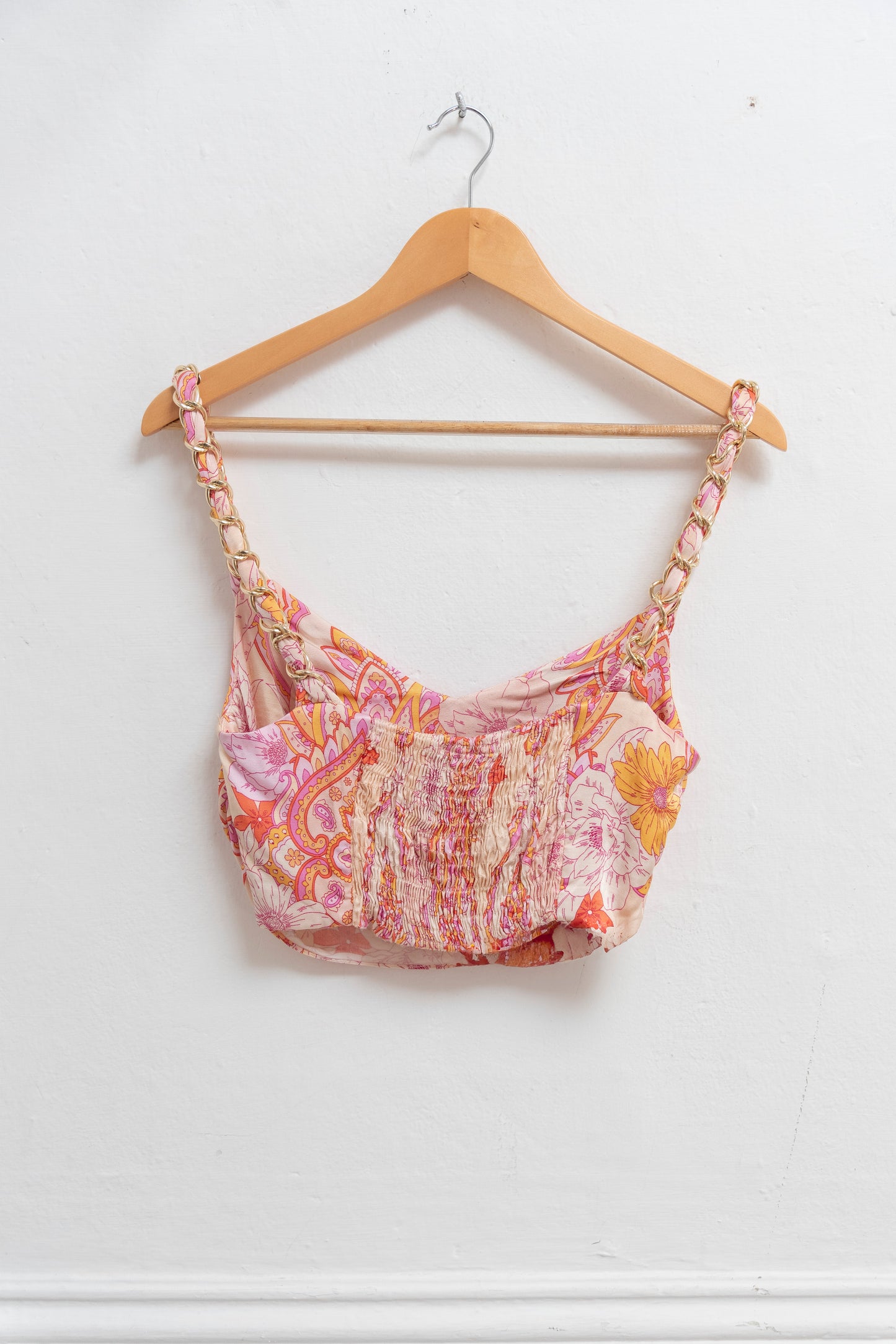Top estampado con tiras de cadena - Zara - Talla S