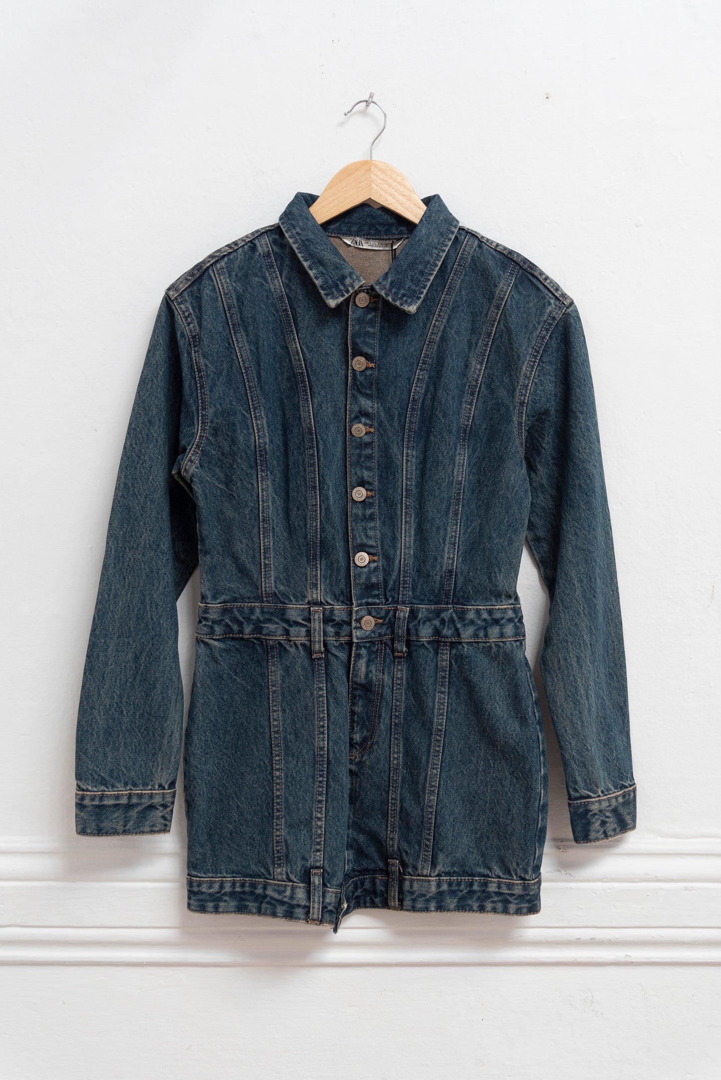 Vestido manga larga jean - Zara - Talla S