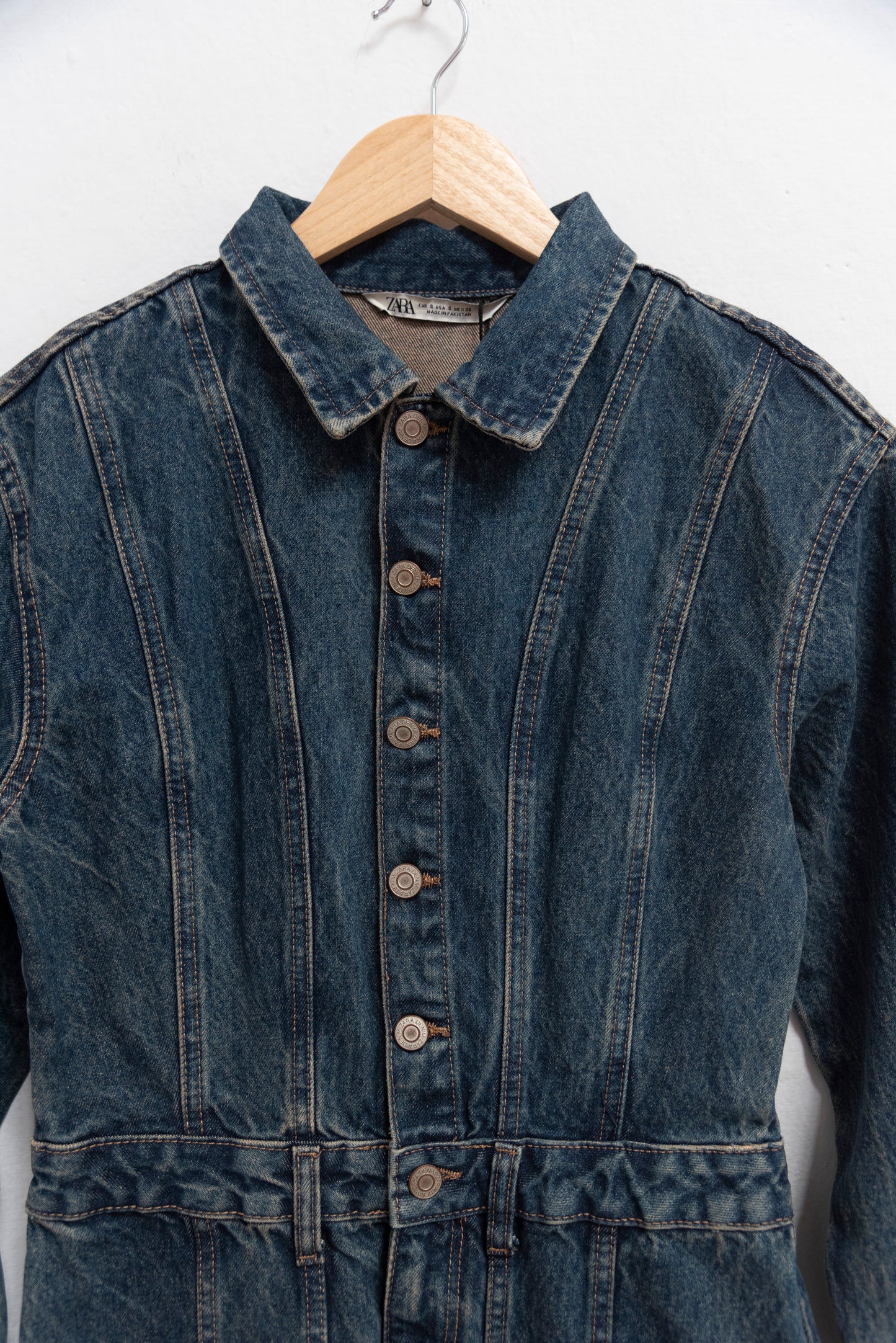 Vestido manga larga jean - Zara - Talla S