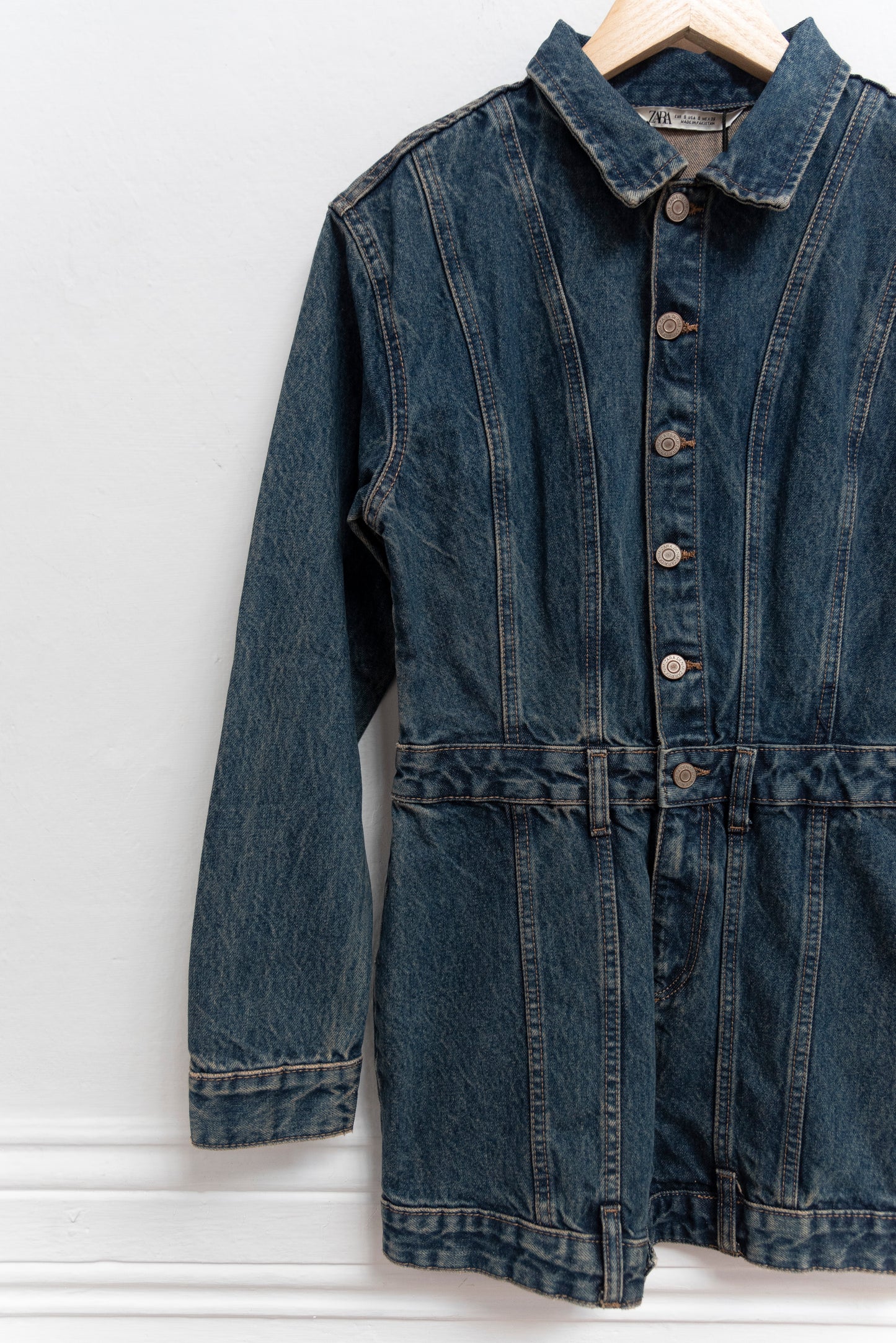 Vestido manga larga jean - Zara - Talla S