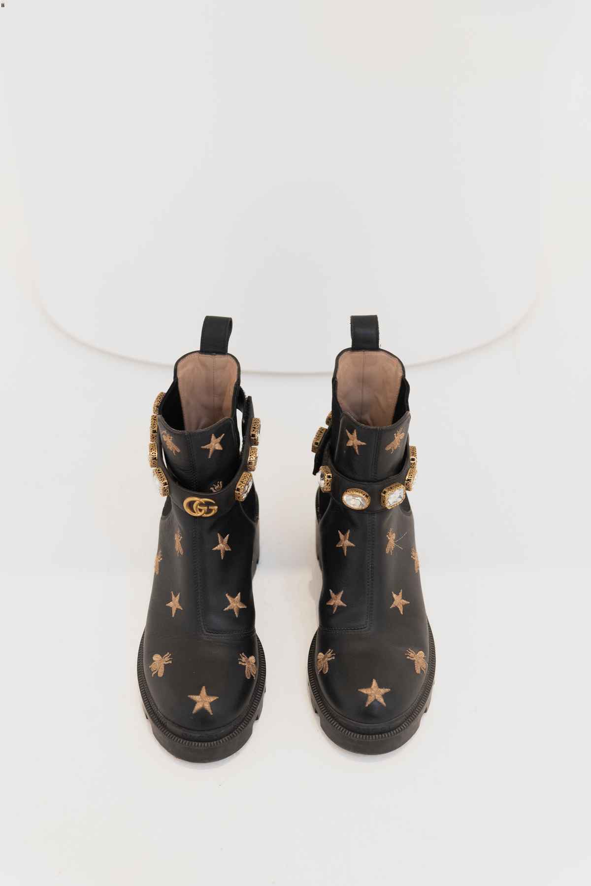 Botines negro con estrellas y abejas - Gucci - Talla 37