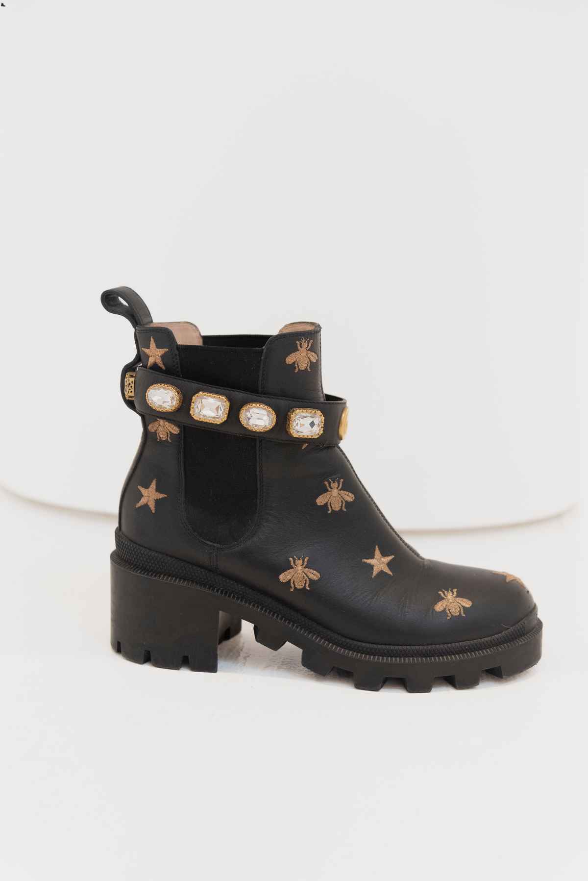 Botines negro con estrellas y abejas - Gucci - Talla 37