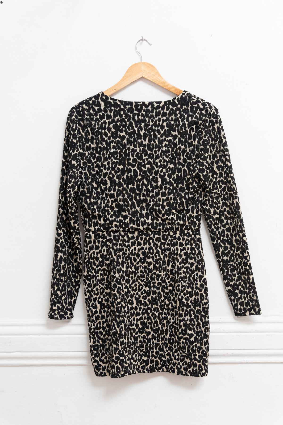 Vestido animal print negro y crema - MNG - Talla M
