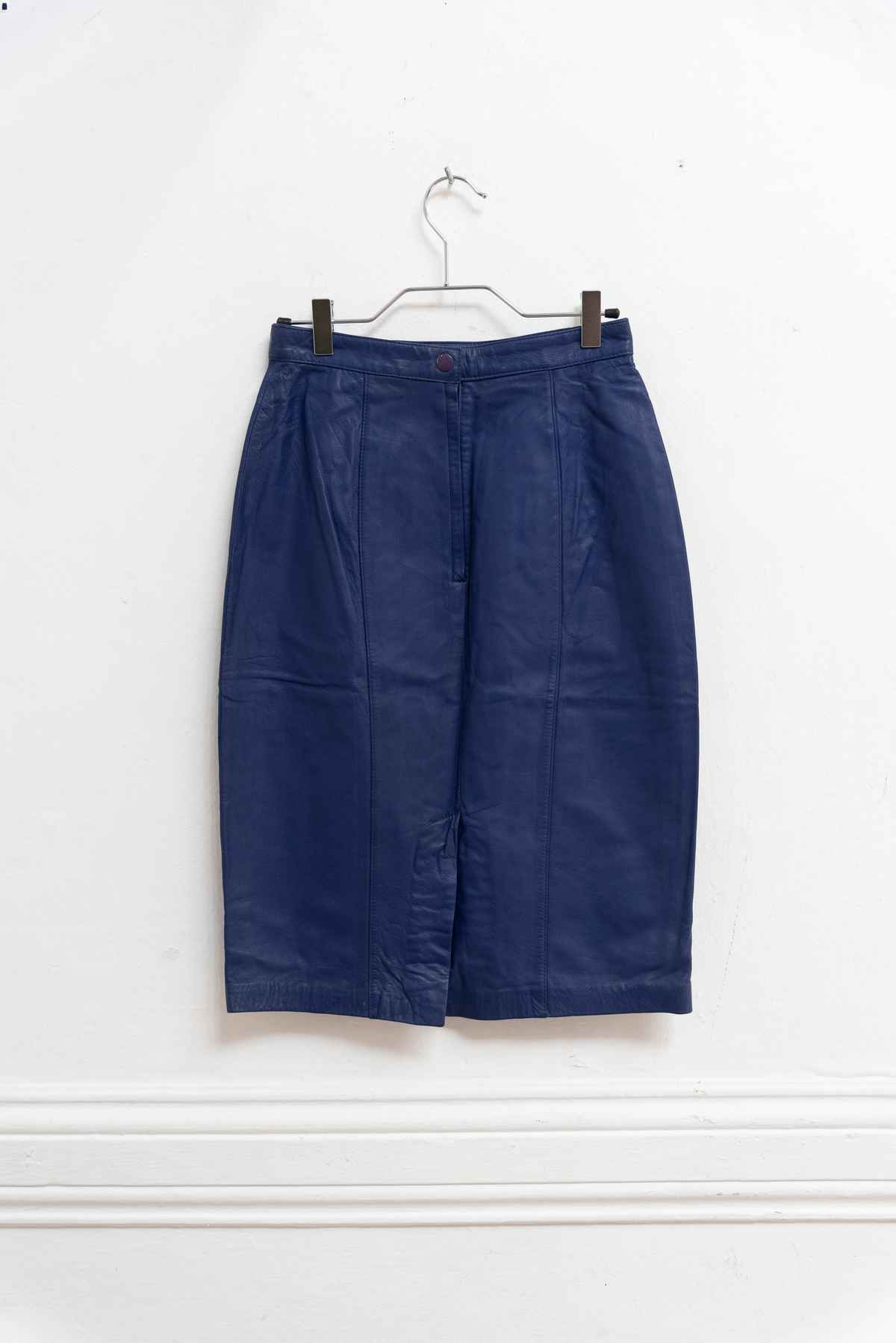 Falda azul cuero Vintage - Talla S