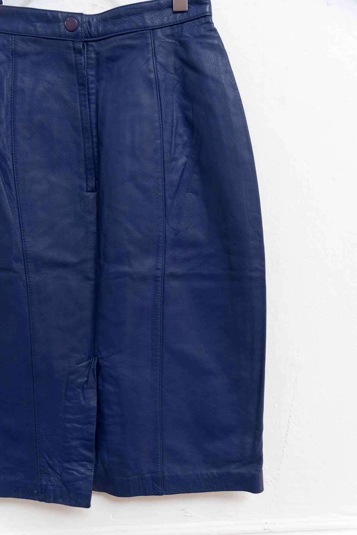 Falda azul cuero Vintage - Talla S