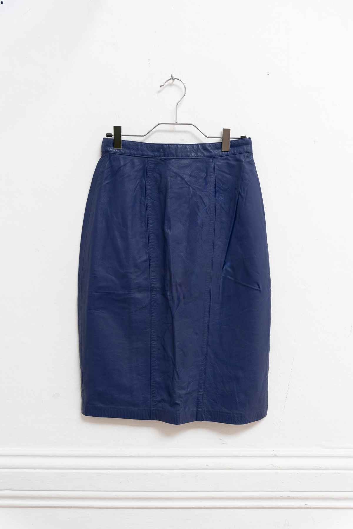 Falda azul cuero Vintage - Talla S