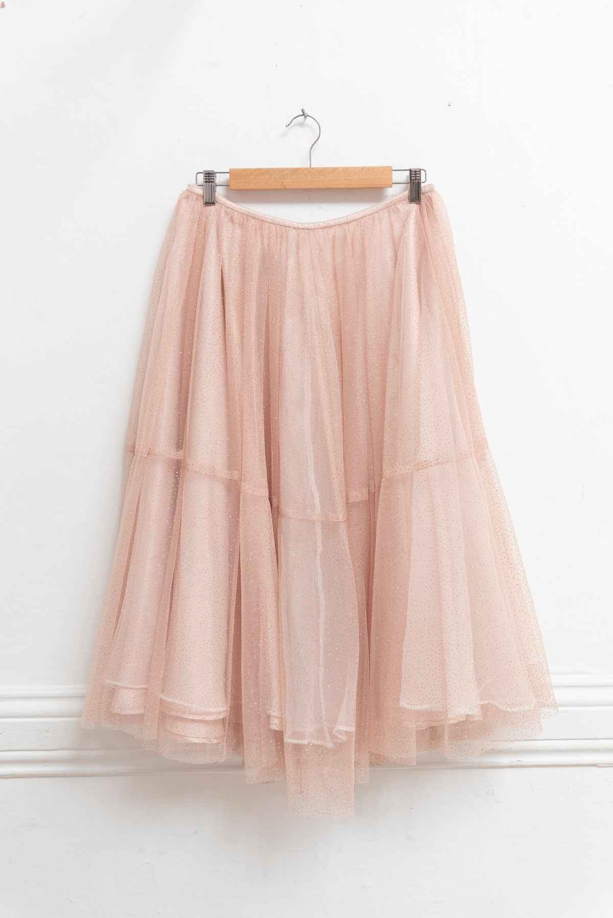 Falda beige tul y brillos - Angie Schlegel - Talla L
