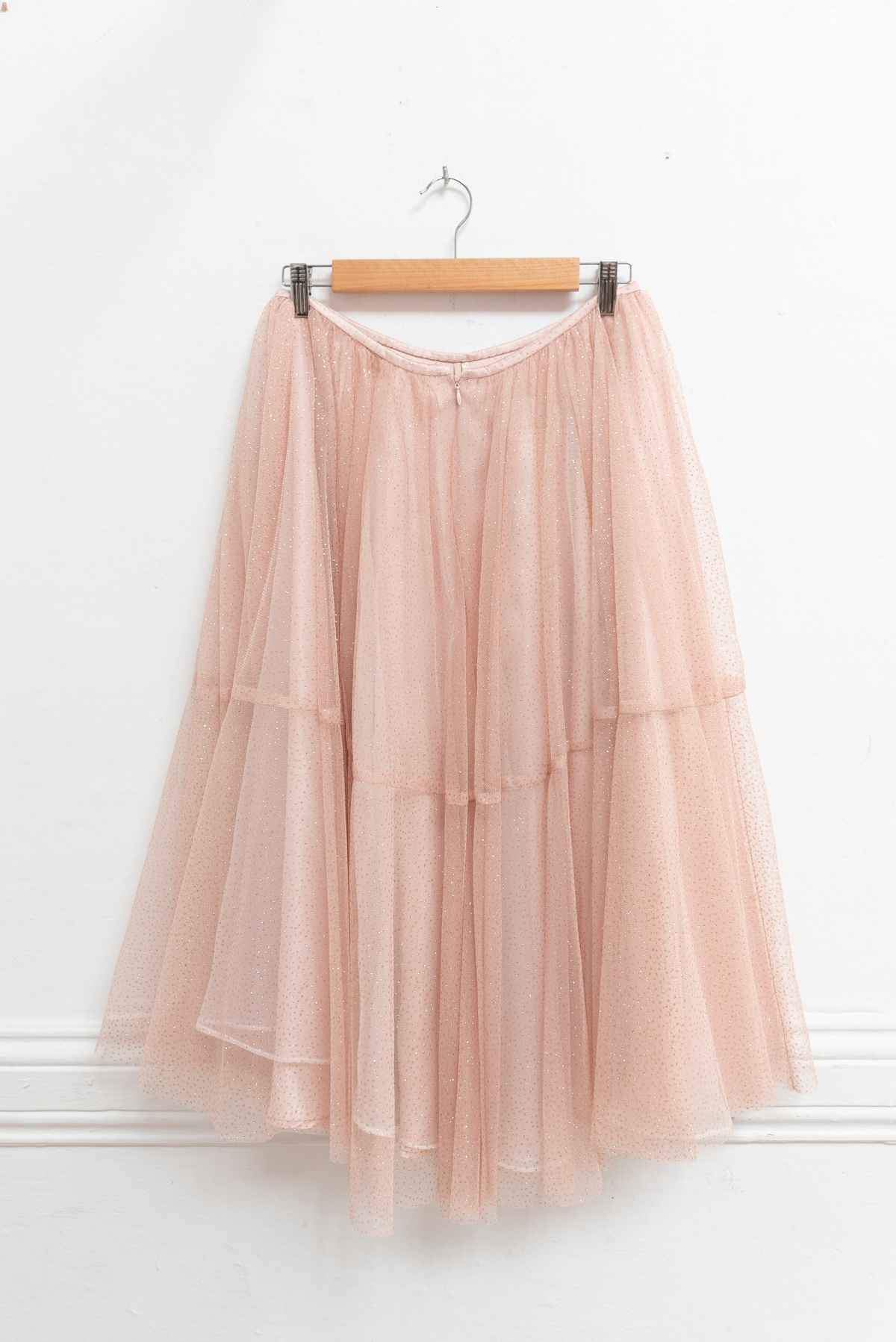 Falda beige tul y brillos - Angie Schlegel - Talla L