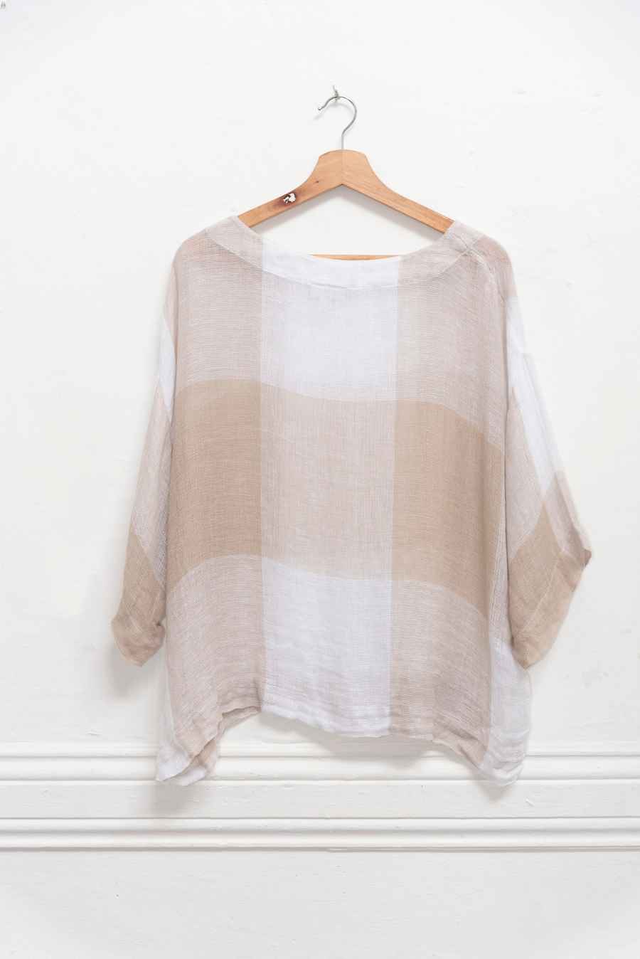Blusa tonos crema de lino - Talla M - J.Jill