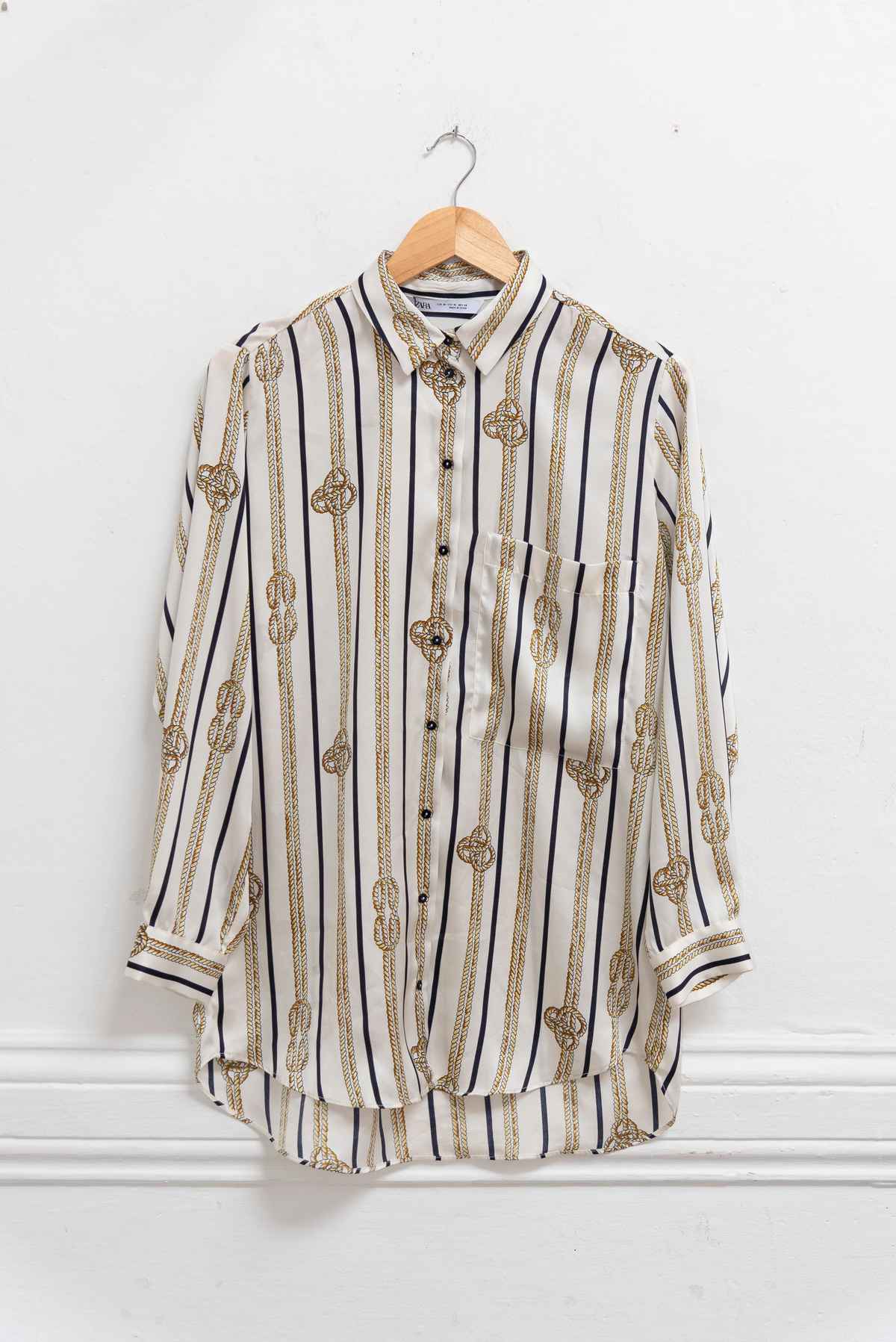 Blusa blanca cadenas - Zara - Talla M