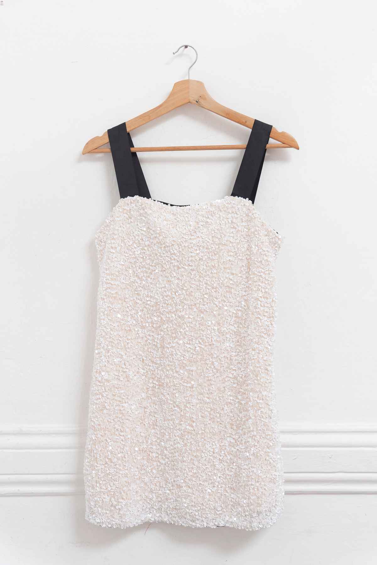 Vestido blanco lentejuelas - H&M - Talla XS