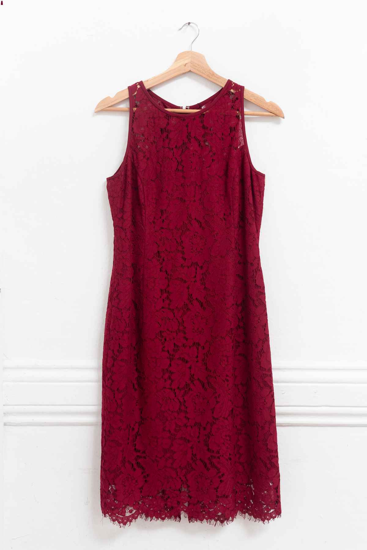Vestido guinda encaje - White House - Talla S