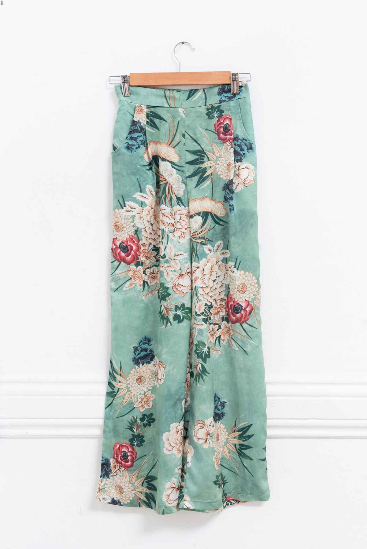 Pantalón verde flores - Ymny - Talla L