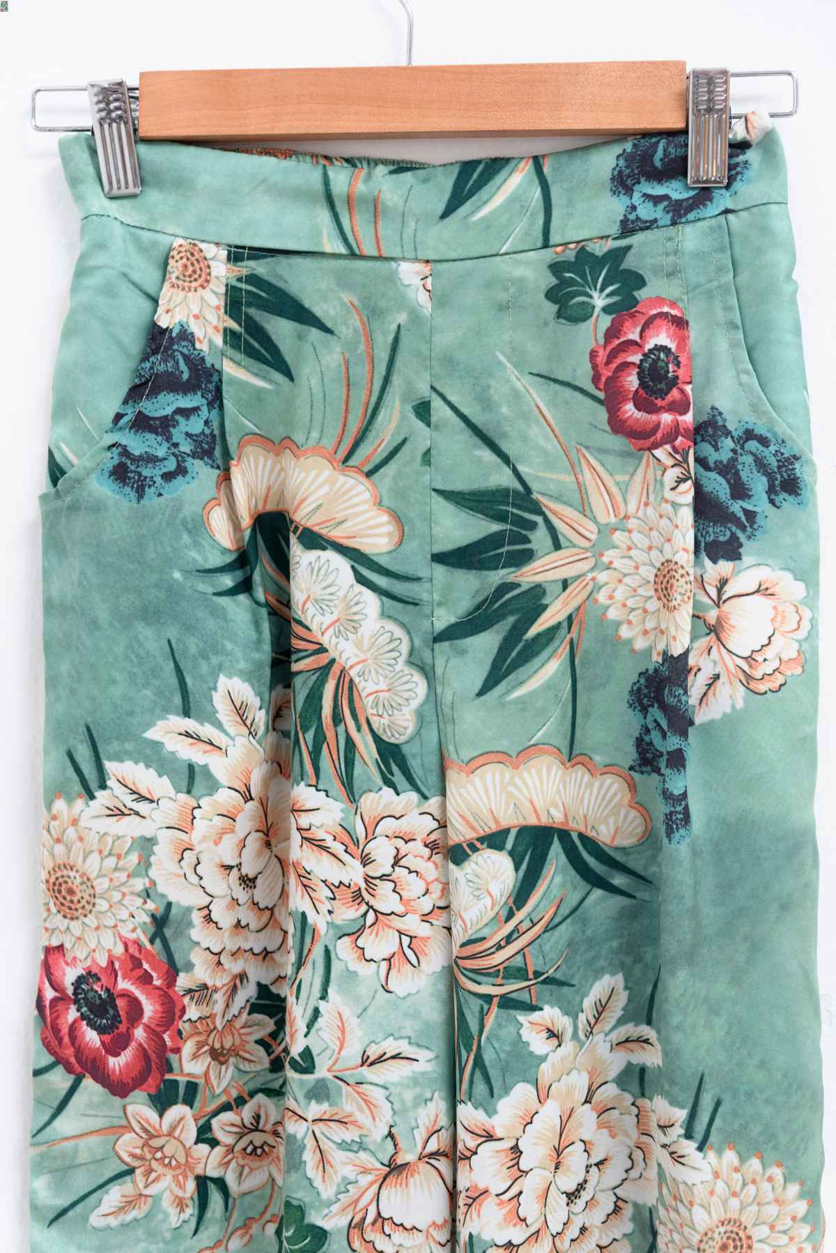 Pantalón verde flores - Ymny - Talla L