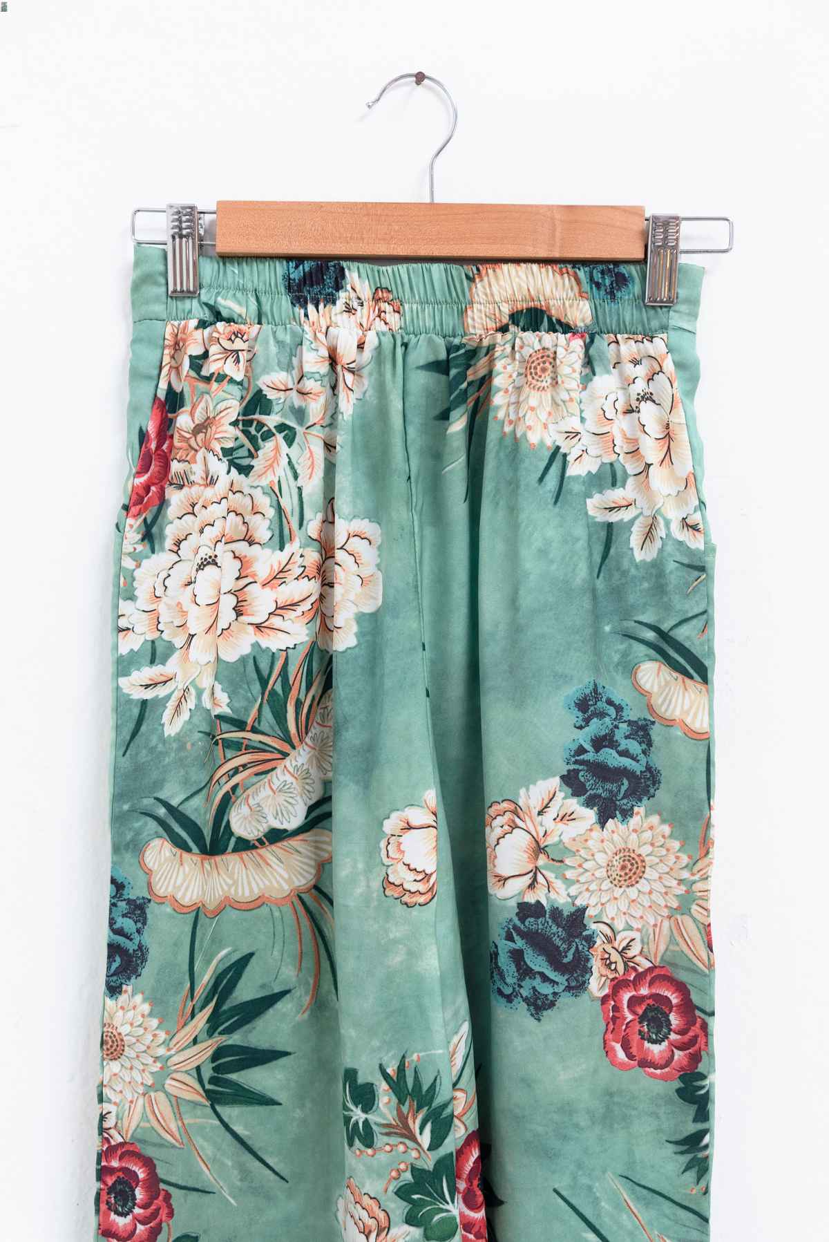 Pantalón verde flores - Ymny - Talla L