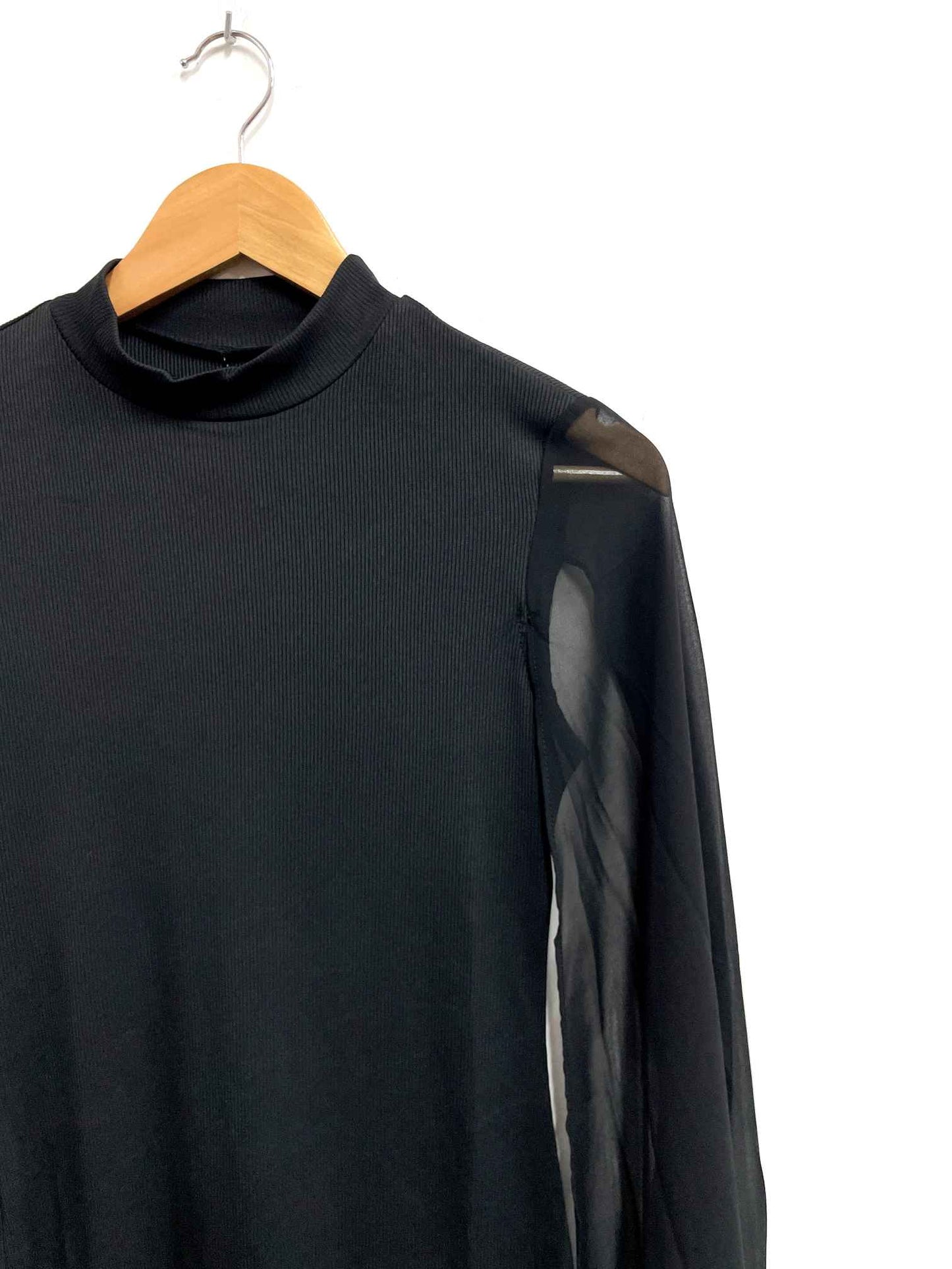 Vestido negro mangas gasa - Talla S