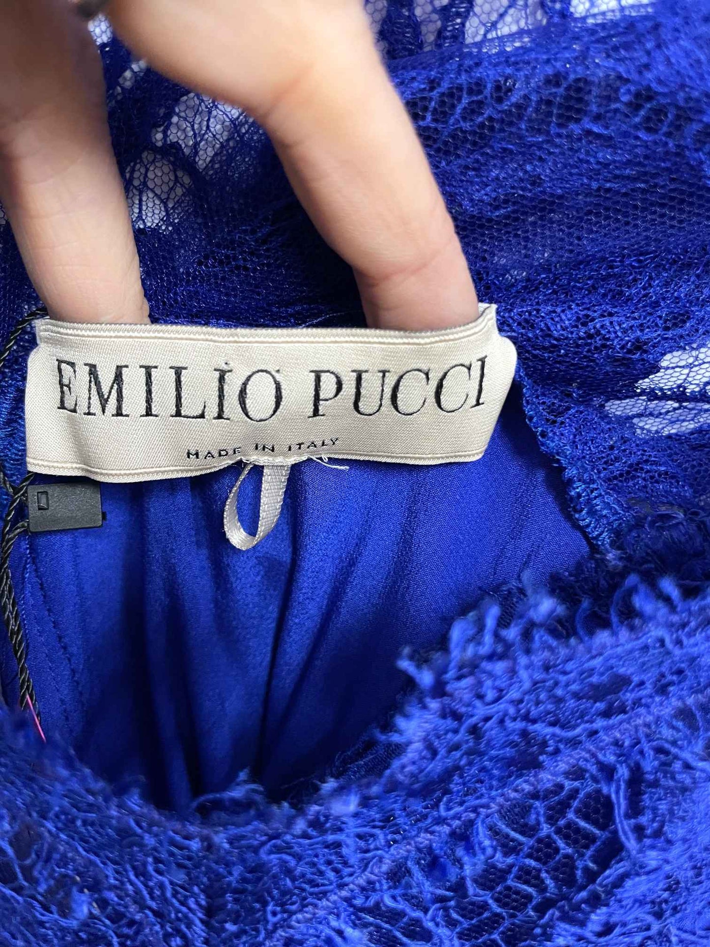 Vestido azul bordado - Emilio Pucci - Talla S