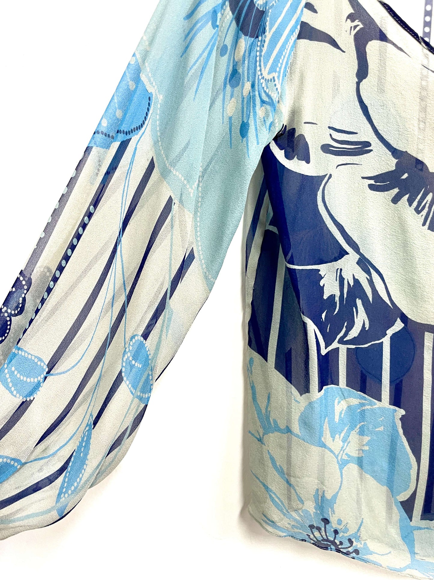 Blusa tonos azules estampada 100& seda - Silvia Tcherassi - Talla S