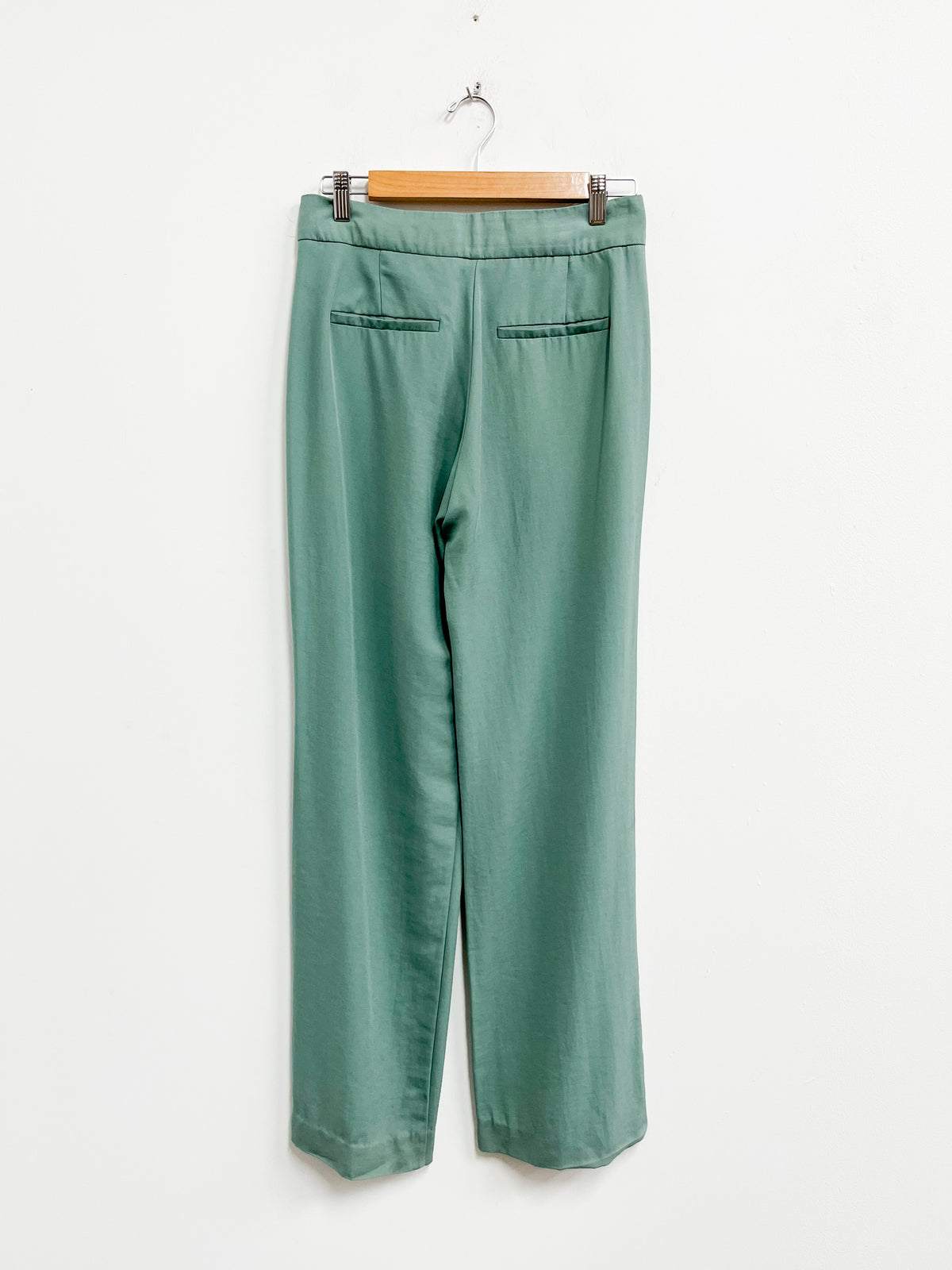 Pantalón de vestir verde ancho - Zara - Talla XS