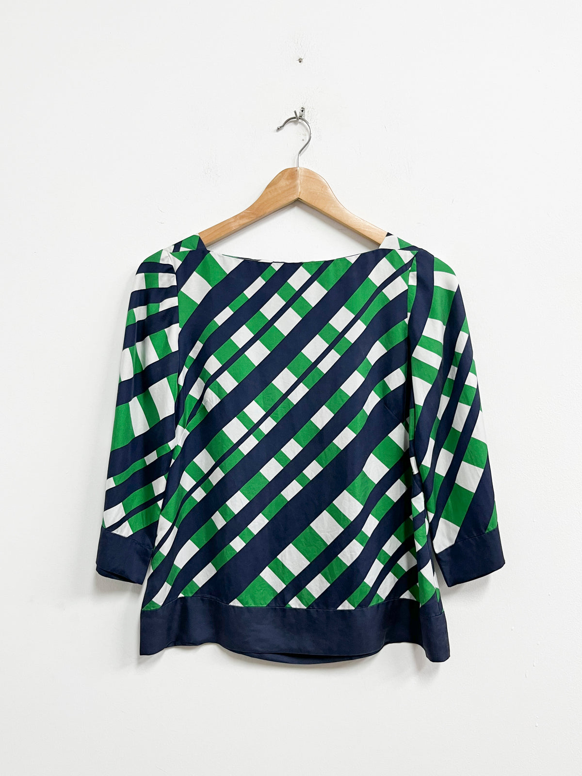 Blusa blend algodon averde blanco azul - Talla XS