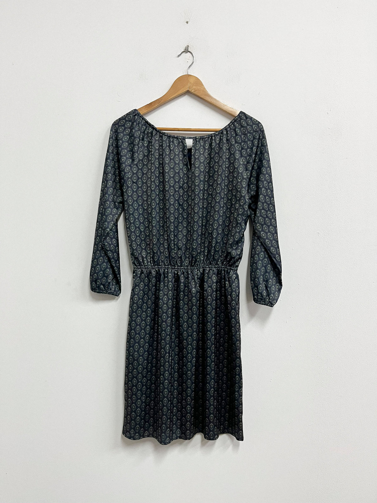 Vestido azul con estampado verde - Mentha & Chocolate - Talla M