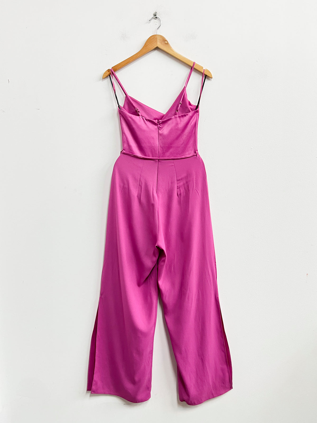 Enterizo fucsia satinado cordón en la cintura - River Island - Talla M