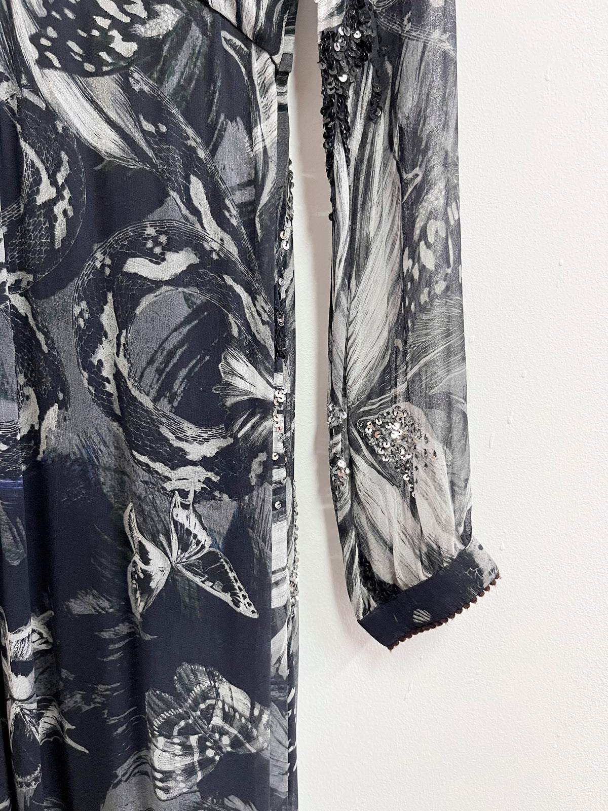 Vestido largo negro con print - Just Cavalli - Talla M