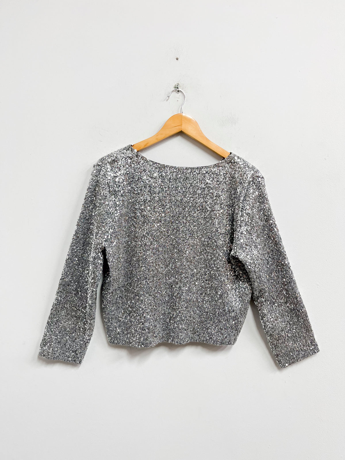 Top corto lentejuelas plateadas - Zara - Talla L