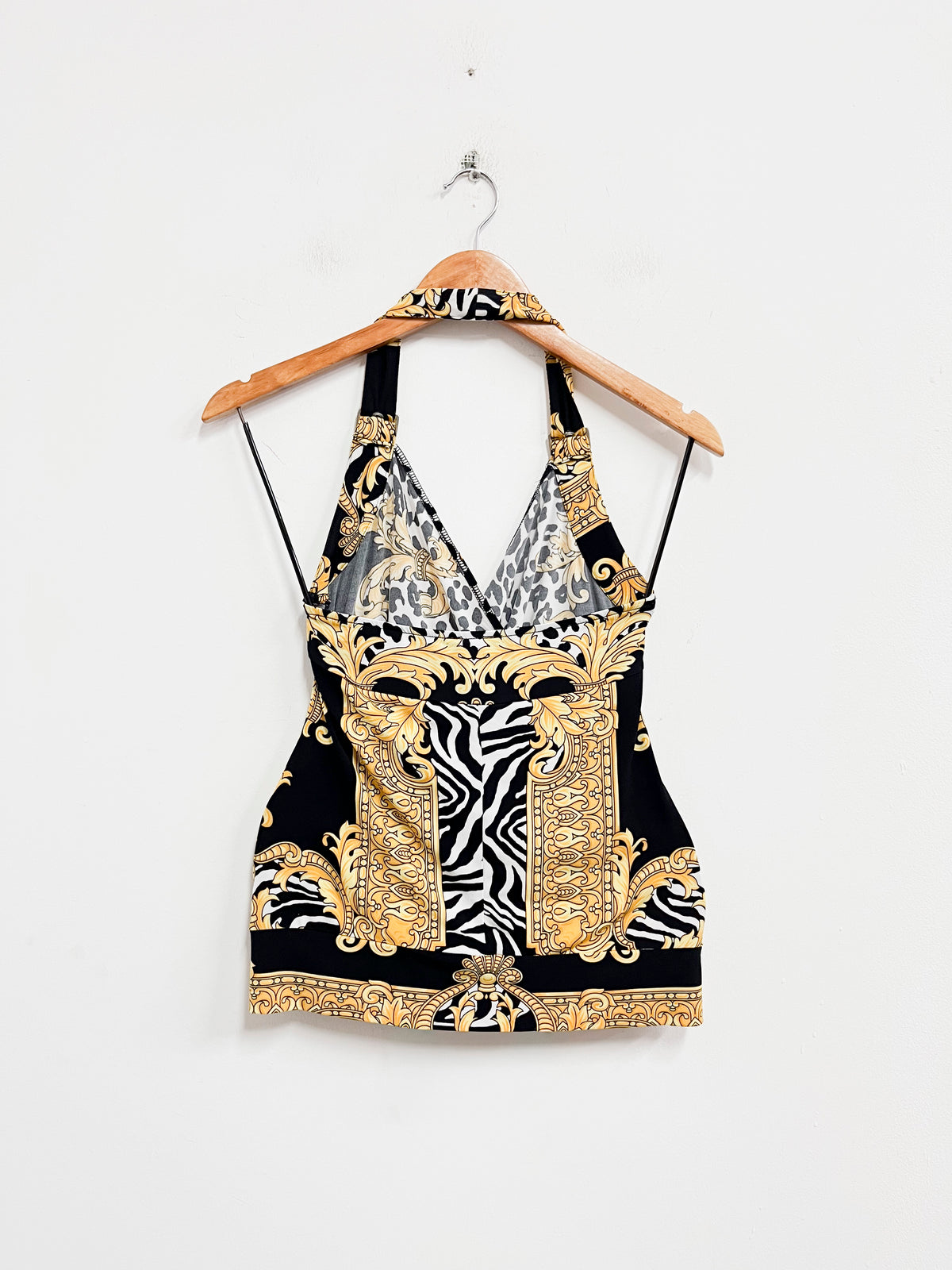 Top estampado negro amarillo y blanco - Cachè - Talla S