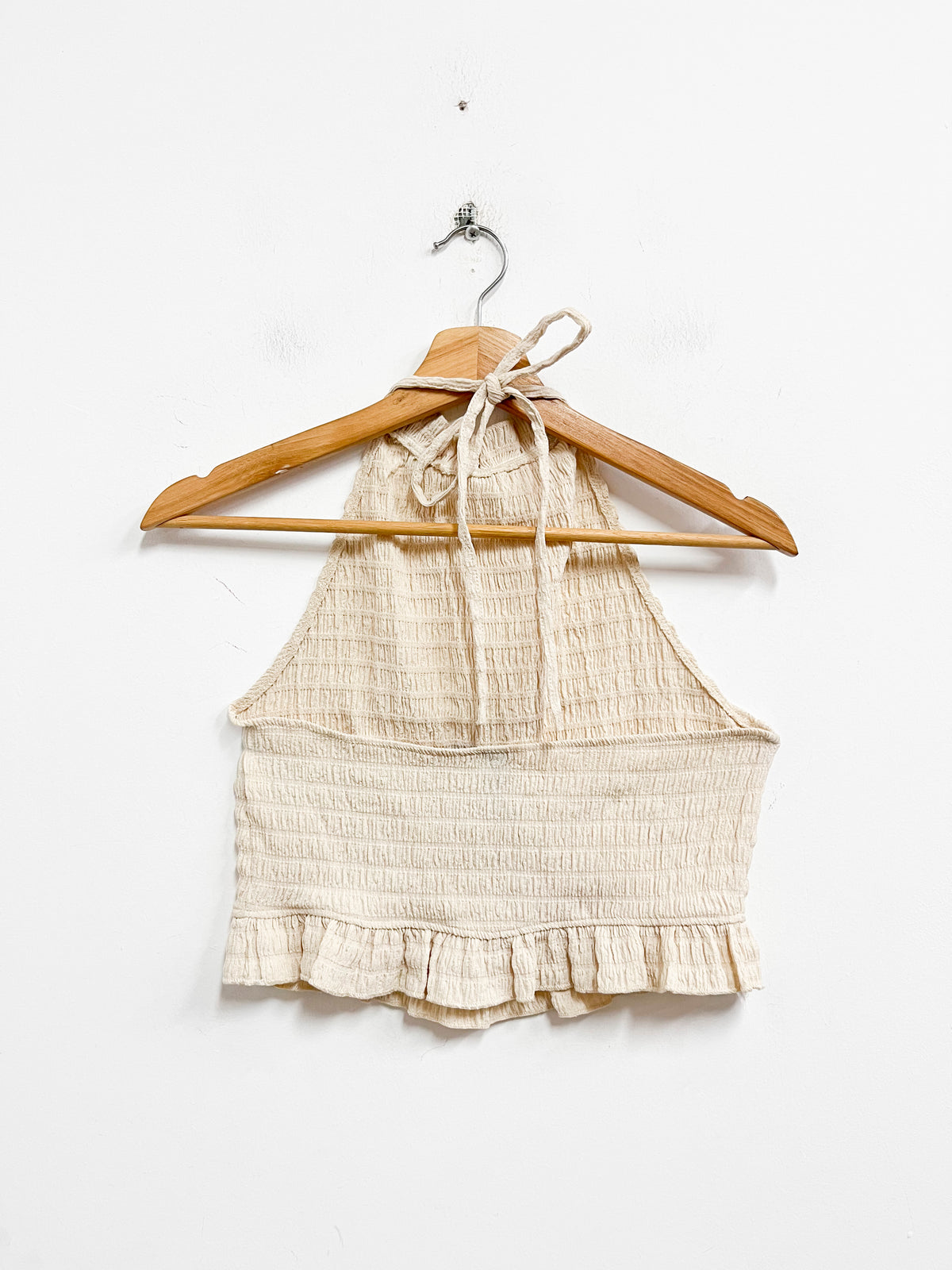 Top crema corrugado - HyM - Talla M