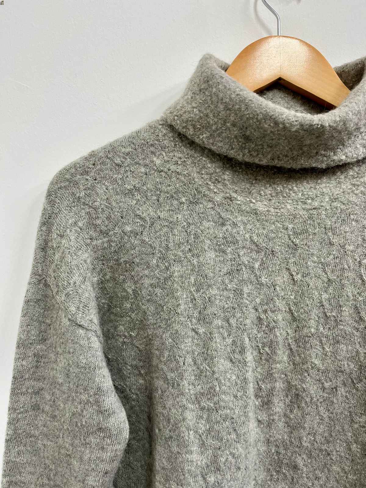 Chompa gris alpaca cuello alto - Kuna - Talla S