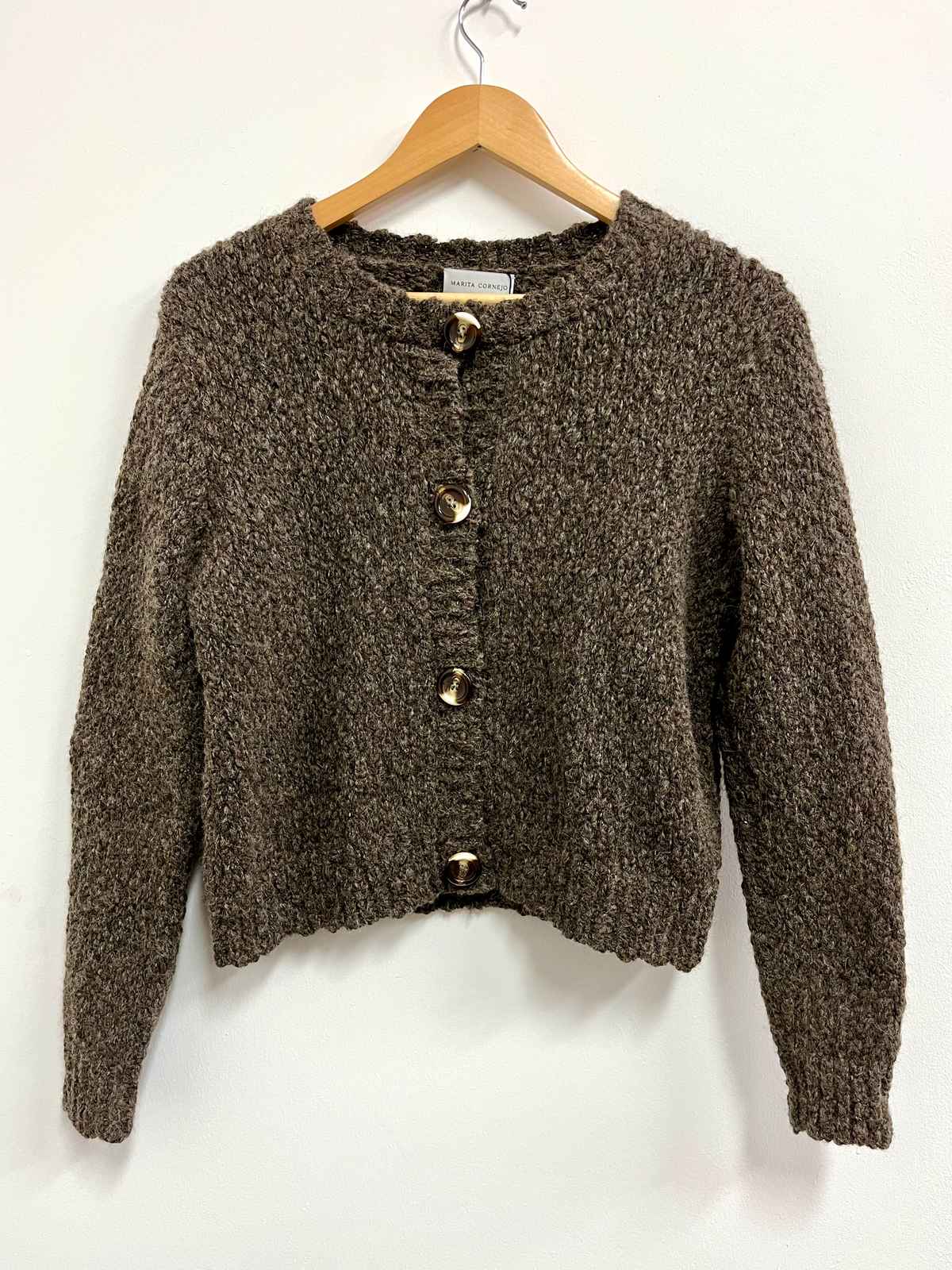 Chompa marrón botones baby alpaca - Marita Cornejo - Talla S