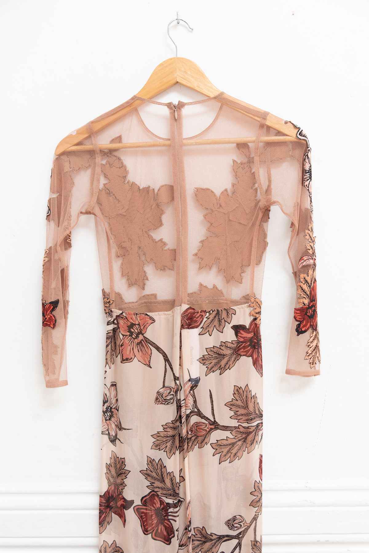 Vestido beige tul flores - For Love and Lemons - Talla XS