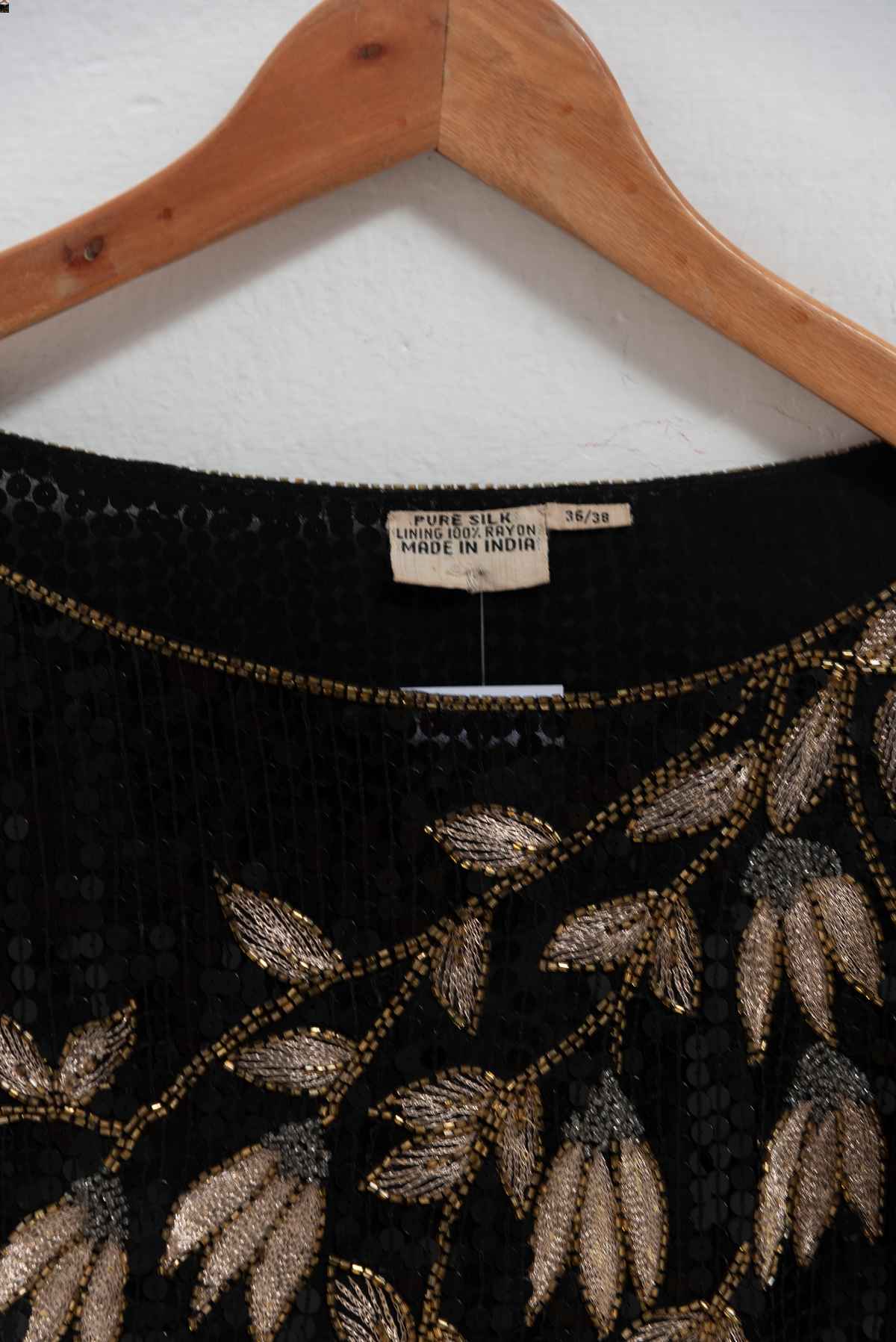 Blusa negra lentejuelas - Pure Silk - Talla L