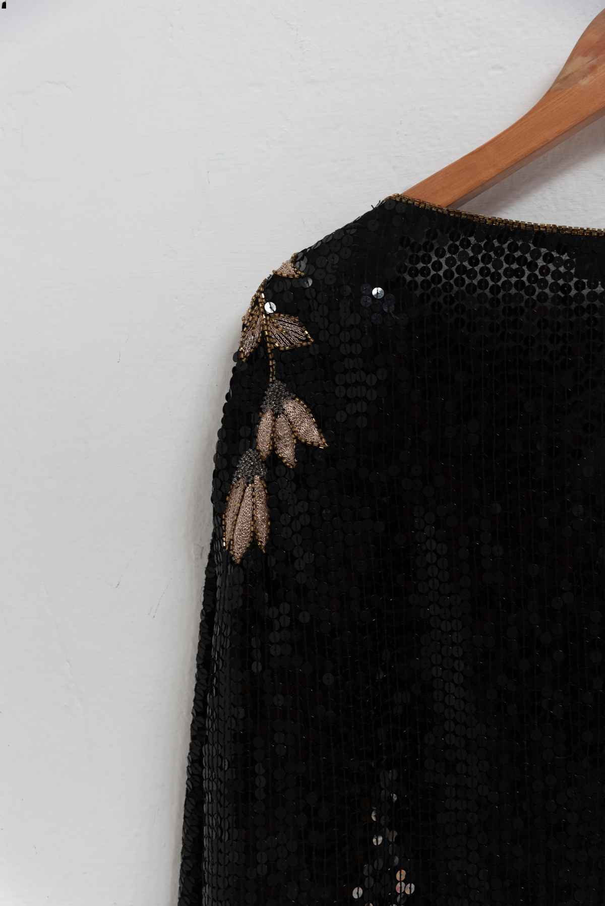 Blusa negra lentejuelas - Pure Silk - Talla L