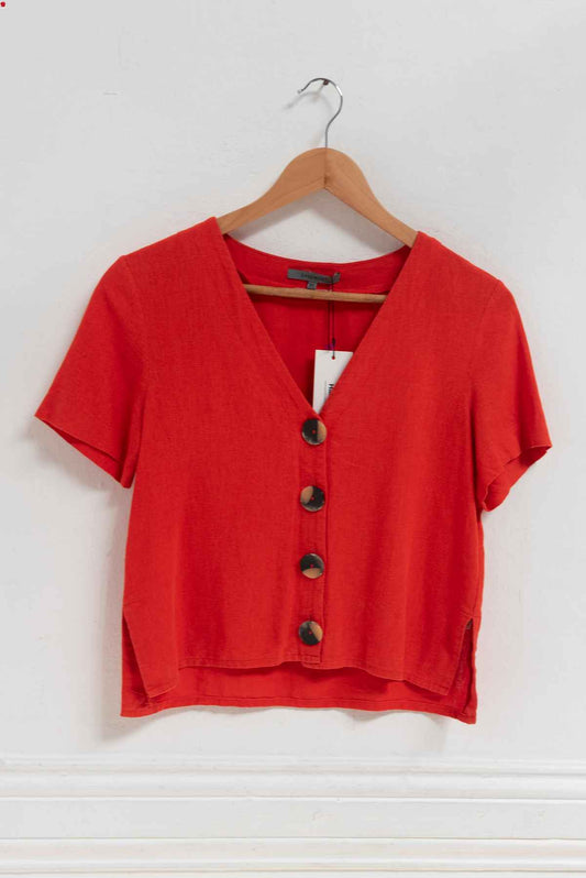 Top rojo botones - Basement - Talla S