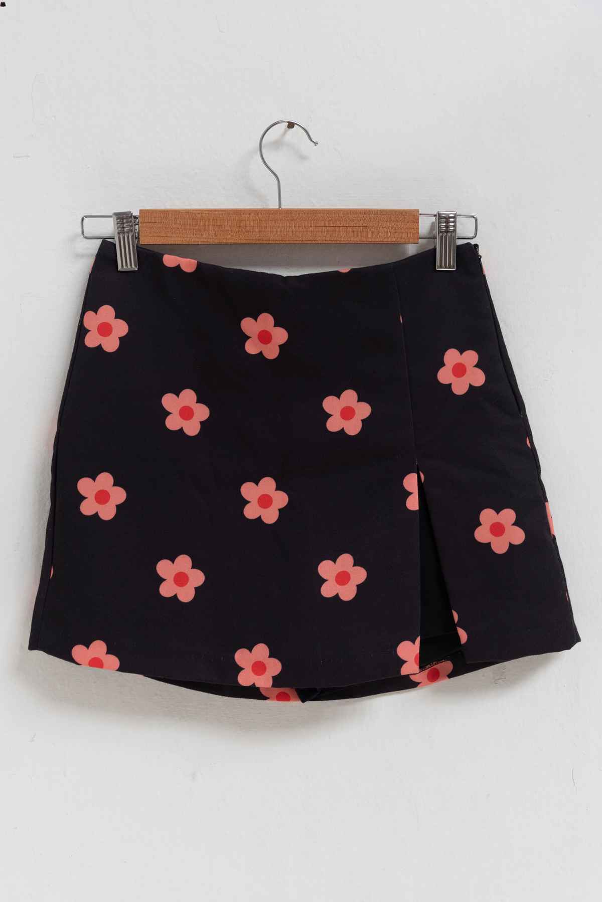 Minifalda azul con flores naranjas - Bouche de Rouge - Talla S