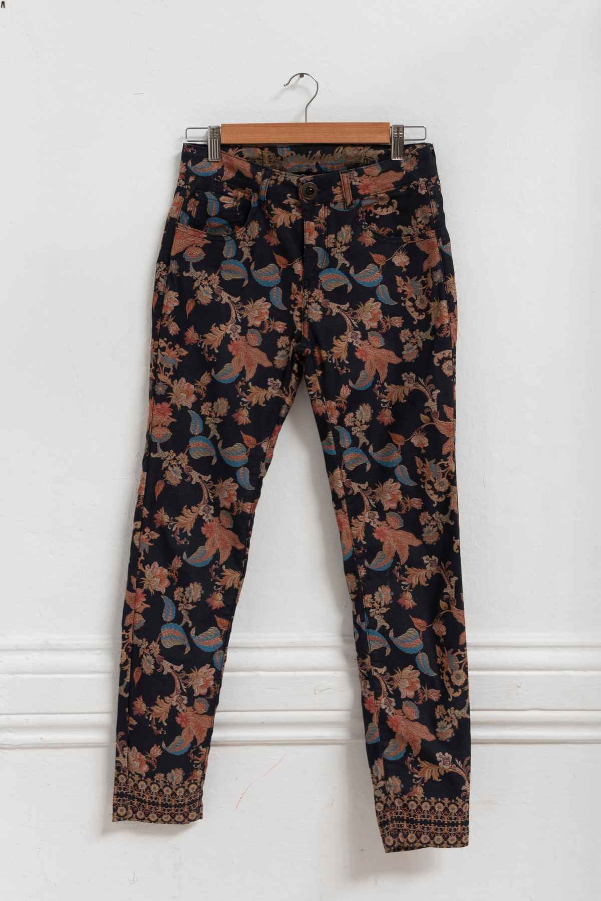 Pantalón azul estampado - Desigual - Talla 28