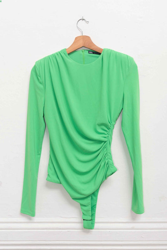 Body verde manga larga - Talla XS - Zara