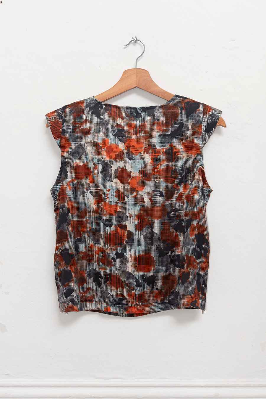 Blusa azul y naranja print - Talla S