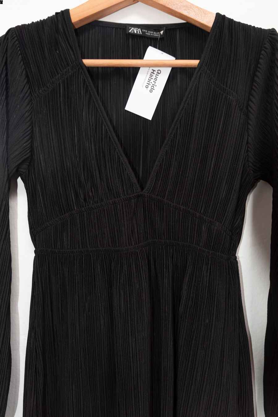 Vestido negro textura - Talla S - Zara