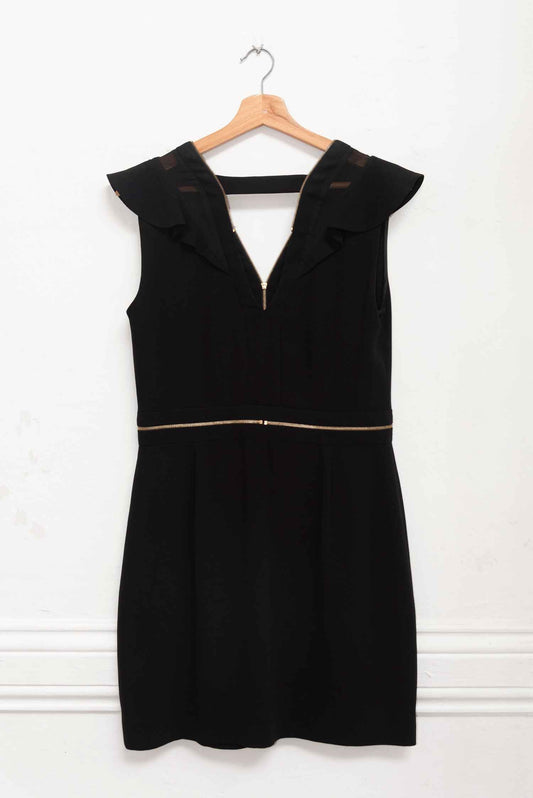 Vestido negro cierres - Talla S - Sandro